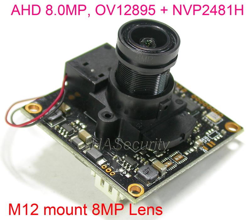 

AHD 8.0MP 8MP @15FPS 3840 x 2160 1/2.3" OmniVision OV12895 CMOS + NVP2481 CCTV camera module PCB board +OSD cable +M12 Lens +IRC