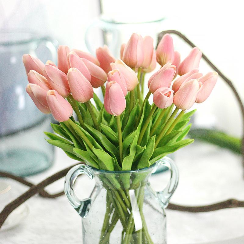 

34CM PU mini tulip flower real touch wedding flower artificial PU home wedding decoration