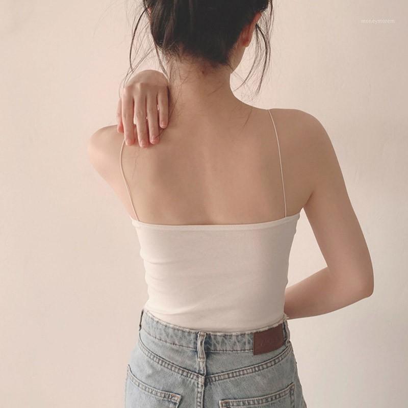 

Women Thin Strap Sling Tank Top Sexy Solid Color Breathable Chest Pad Underwear Beauty Back Comfortable Tube Top New1
