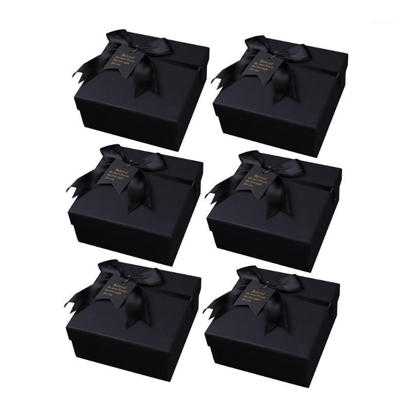 

6pcs Luxury Bowknot Gift Box Bowknot Wrapping Gift Box Dlicate Paper Chic Package For Wedding Valentines Day (Black)1