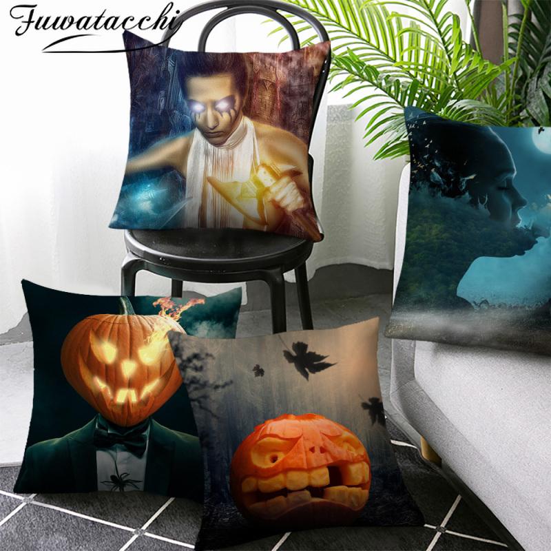 

Halloween Decorative Cushion Cover Horror Doll Printed Photo Castle Pillow Case for Home Sofa Chair Decor Pillowcases 45x45cm, Pctprfs000904