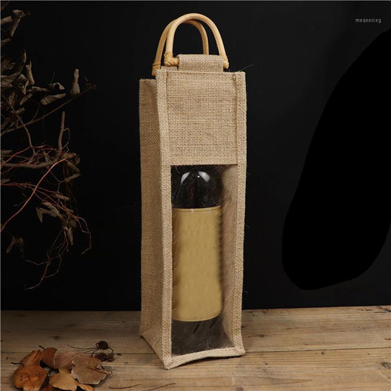 

Natural Burlap Linen Jute Wine Gift Single Bottle Bag Two Bottles Wine Pouches Wedding Party Favor And Gifts1