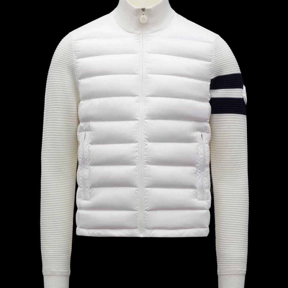 

Striped sleeve knit panel mens down jacket France Luxury Brand jackets Europe and American style coat size 0--3, Black