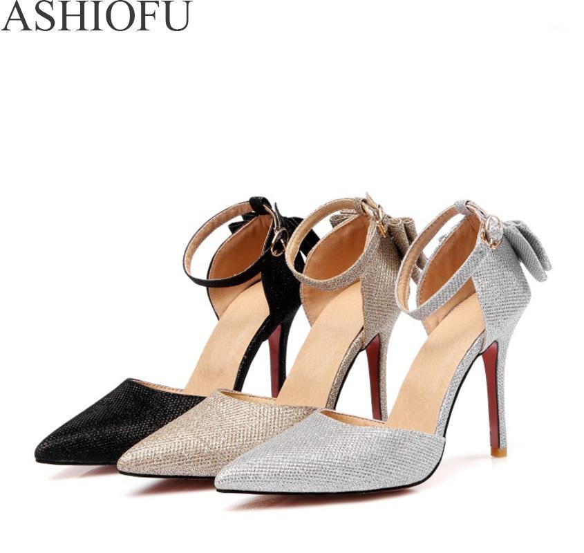 

ASHIOFU New Womens High Heel Pumps D'orsay Buckle Strap Wedding Party Prom Shoes Butterfly Fashion Dress Evening Court Shoes1, Silver