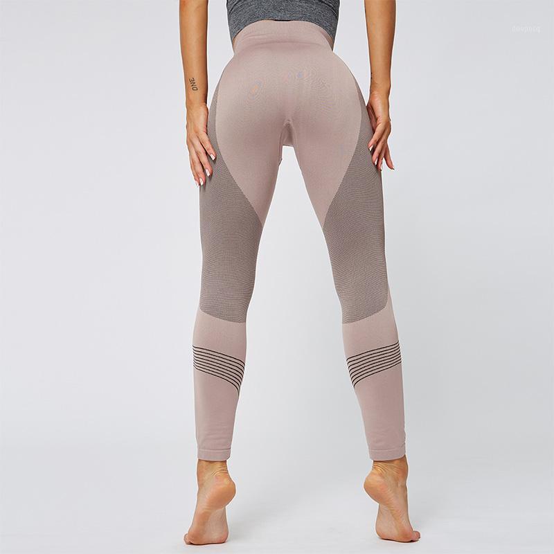 

Peach hip workout striped seamless slim nylon yoga pants high waist sports tight bulift fitness yoga leggings for women1, Black