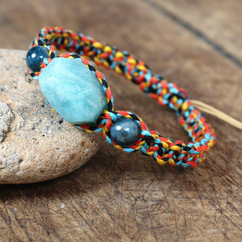 

Handmade Natural Apatite Stone Braided Bracelet Women Men Boho Yoga Healing Energy Charm Bracelet Friendship Jewelry