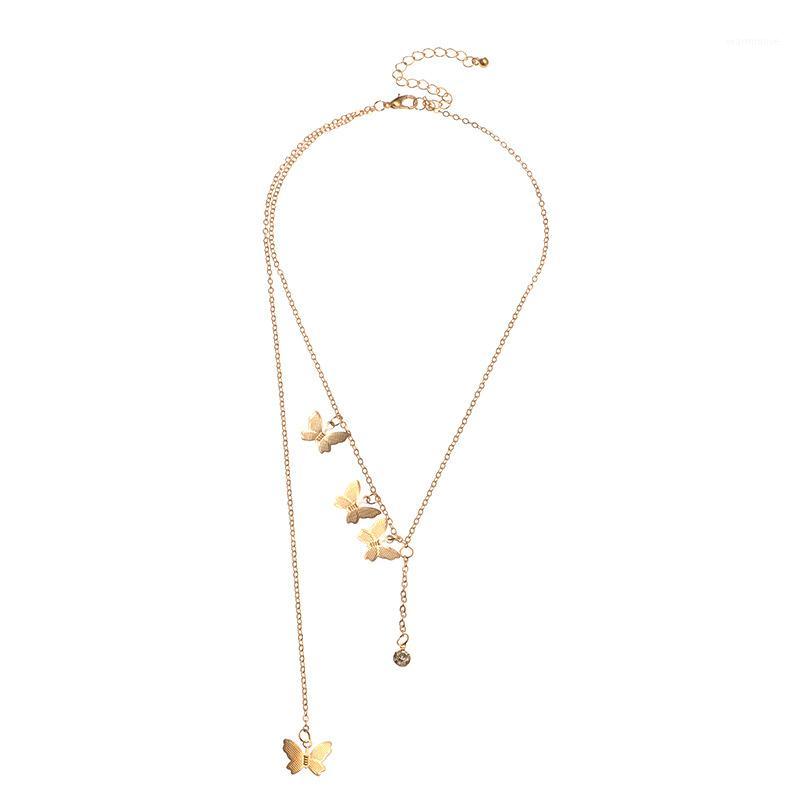 

Butterfly Fashion Golden Pendant Necklace For Women Jewelry Collares Friend Chain Girl Accessories Aesthetics Suspension XL101611