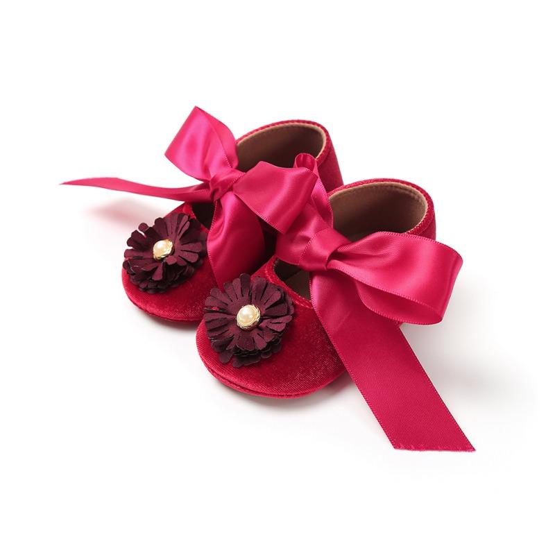 

Newborn Baby Shoes Bow First Walkers Baby Princess Soft Sole Anti-Slip Shoes Infant Big Bow Autumn, Black