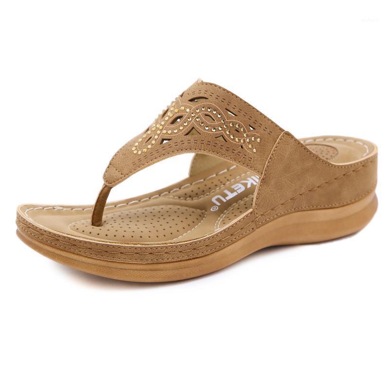 

Retro Round Toe Sandal Women Wedges Heel Hollow Comfortable Sandals Shoes1, Beige