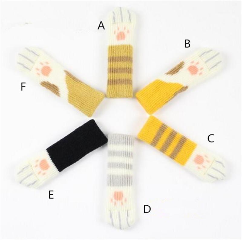 

50sets 4pcs Knitting Cat Style Chair Leg Socks Home Furniture Leg Floor Protectors Non-slip Table Legs cover prevent cat sc1