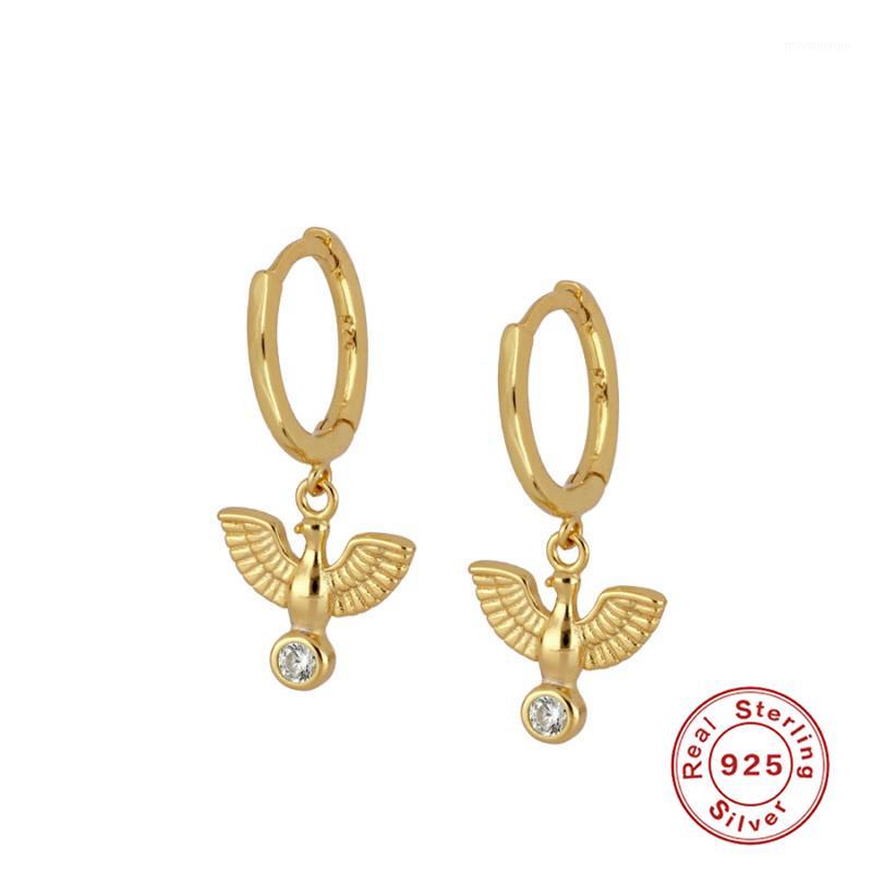 

925 Sterling Silver Hoop Earrings For Women INS Peace Dove Fashion Earrings Creative Silver Women1