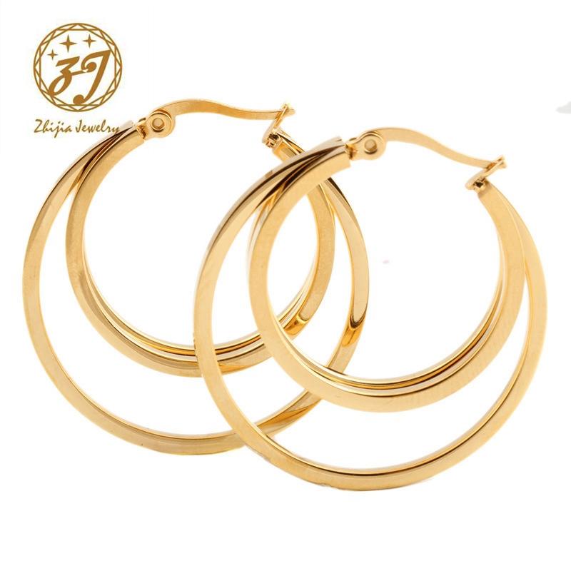 

New Big Geometry Multilayer Brand Earrings For Women Trendy Fashion Jewelry Gift Gold Color Stainless Steel Oval Hoop Earrings