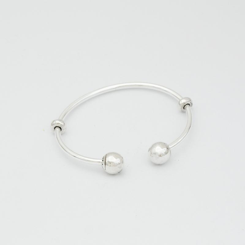

Bangle Cupronickel Silver Plated Fixed Bead Open Bracelet DIY Jewelry Fashion Round