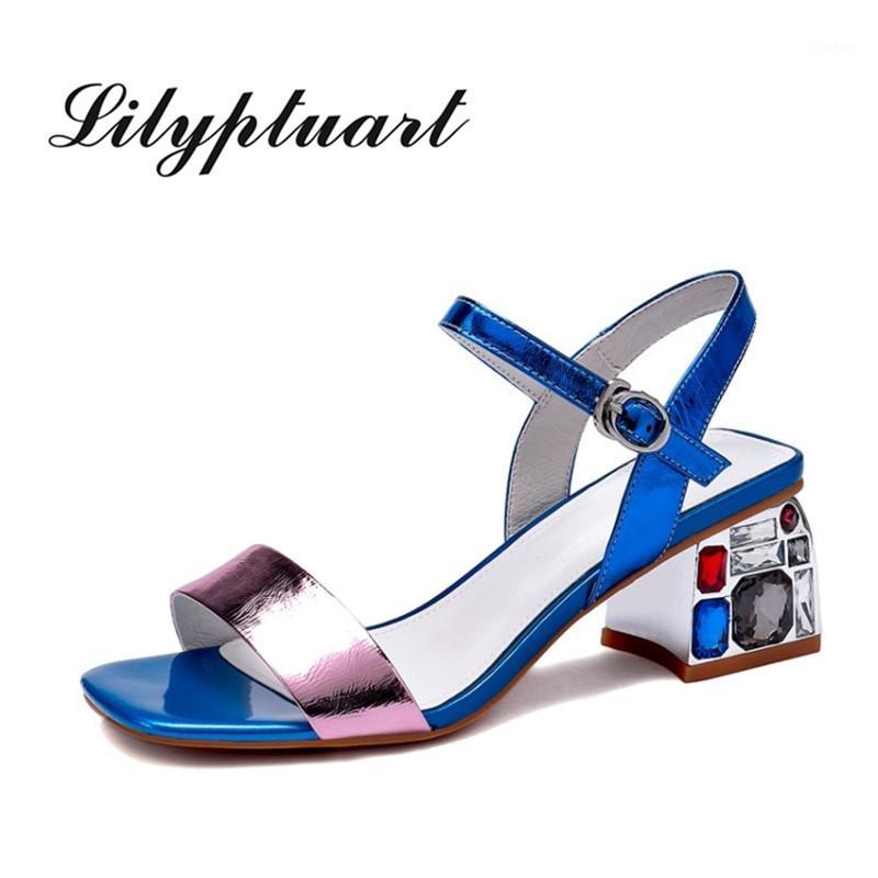 

Roman style thick heel leather sandals women 2020 summer open toe women's shoes buckle middle heel fashion women's sandals1, Silver