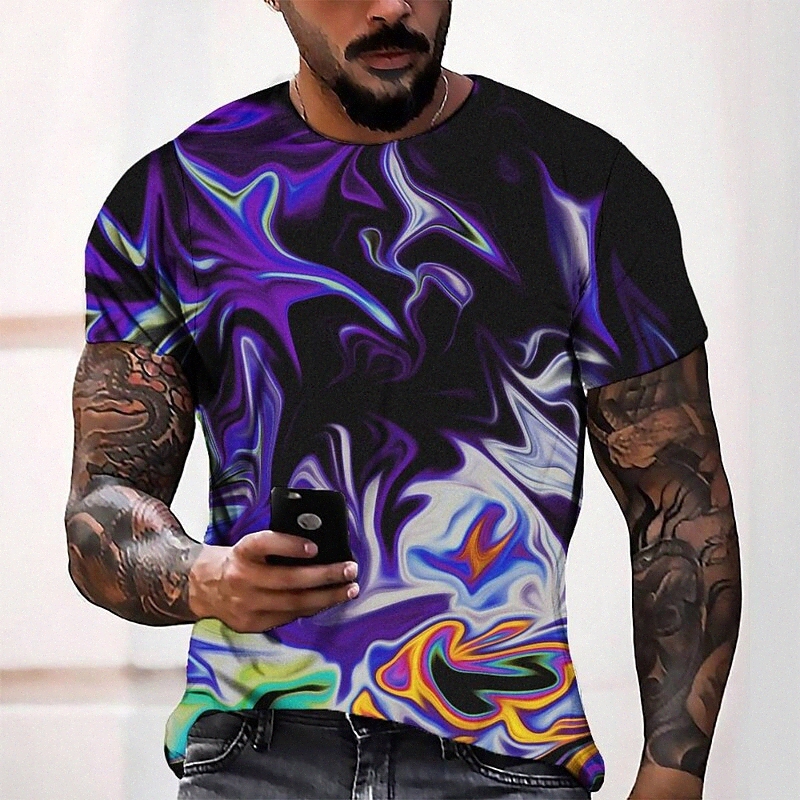 T-shirt Tee T-shirt 3D Imprimer graphique col rond décontracté quotidien quotidien 3D imprimé à manches courtes Haut de mode Cool confortable noi
