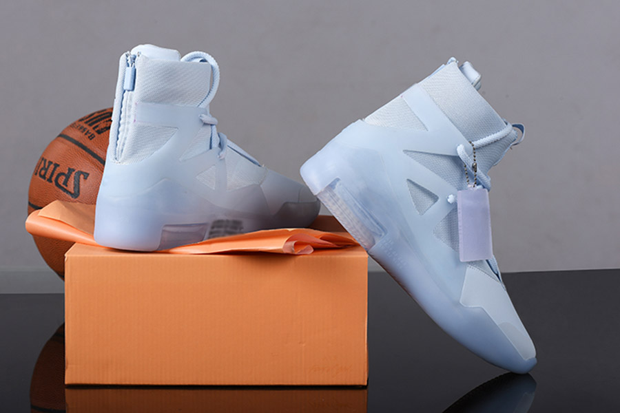

White x Fear Of God 1 Pure Platinum Sail Men Basketball Shoes Sneaker Blue FOG 1 Off Mens Trainer With Box