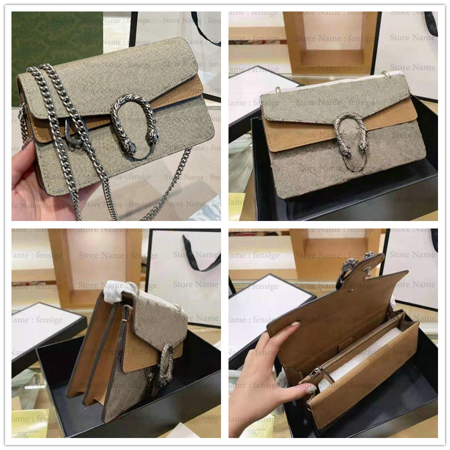 

Greek God Dionsysuss Shoulder Bag Tiger Head Logo Mini Chain Wallet Magnetic Flap Closure playful and striking Beige/ebony canvas leather Desinger Cross Body, #1