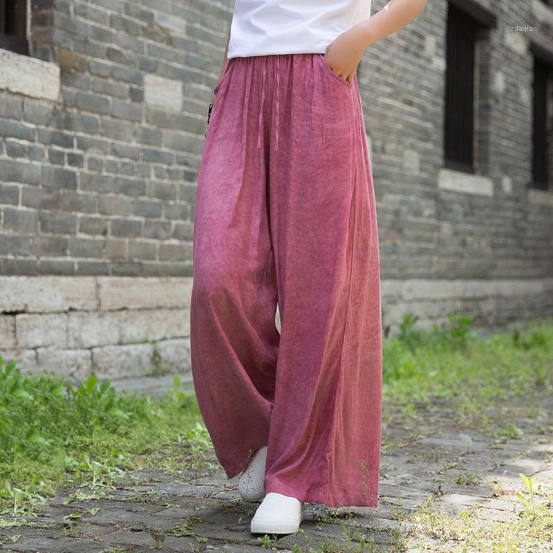 

Summer Vintage Wide Leg Pants Women Tencel Tie-dye Trousers Spring Loose Casual Pants Female Solid Trousers Streetwear Women1, Light blue
