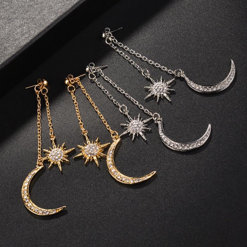 

New Bohemian Retro Fashion Sun Moon Exaggerated Long Pendant Statement Earrings For Women Beach Party Jewelry Bijoux Femme