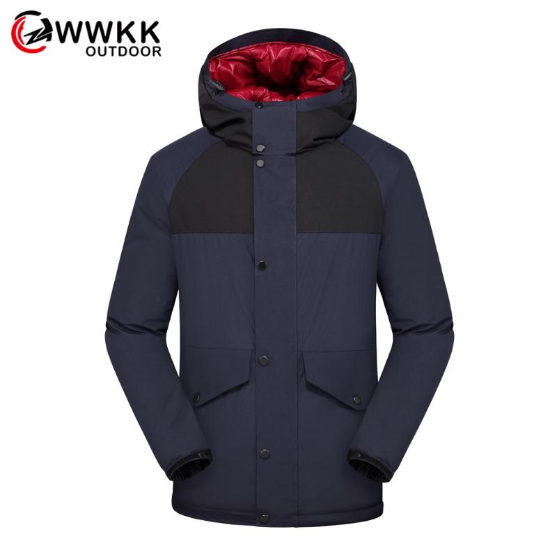 

WWKK Men's Thicken Jacket Winter Mountain Outdoo Jackets Man Outdoor Multi-Pocket Wear Male Windproof Warm Hooded Coats, Denim blue