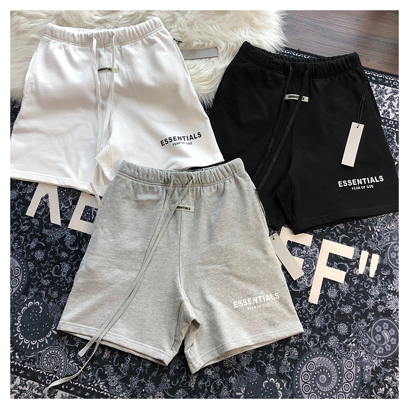 

2021 Summer New Hip Hop Beach Street Men's and Women's Cotton Casual Shorts Black Gray / White 6qv2