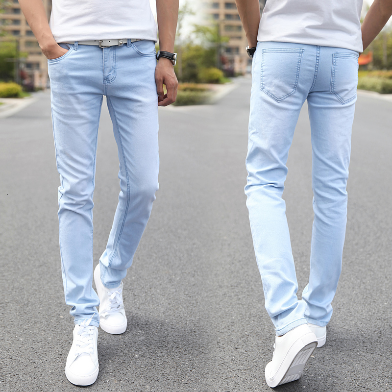 

2021 New Mid-sized with Designer Hot Male Stretch Jeans 27-3 Mgwf, Pale blue