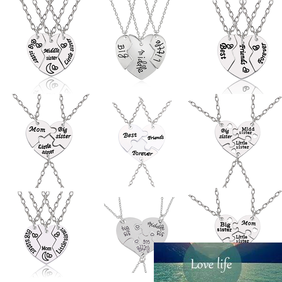 

Best Friend 3pcs Love Heart Sister Necklace Women Big Little Sis Mom BFF Necklaces Pendants Fashion Family Jewelry Collier Femme