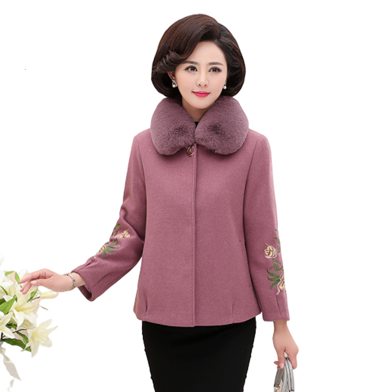 

2021 New Winter Coat Short Jacket Warm Fashion Mixtures of Elegant Female Wool M459 H6JM, Navy blue.