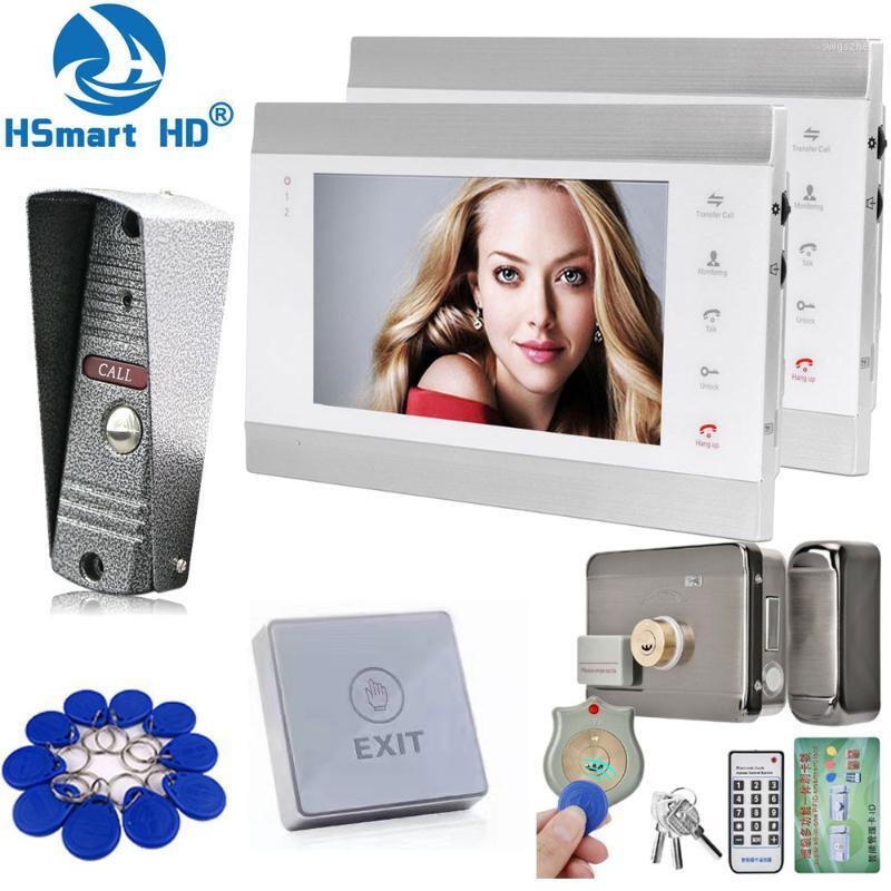 

7 Inch Two Video Door Phone Home Electric Lock Access Control System Metal Camera Support Motion Detection Record and IR LED1
