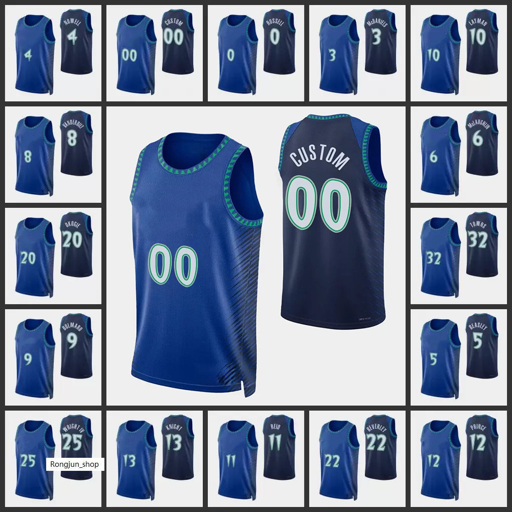 

Printed 75th Anniversary Minnesotas Basketball D'Angelo Russell Anthony Edwards Karl Anthony Towns Patrick Beverley Jarred Vanderbilt Timberwolve Jersey, Colour 1