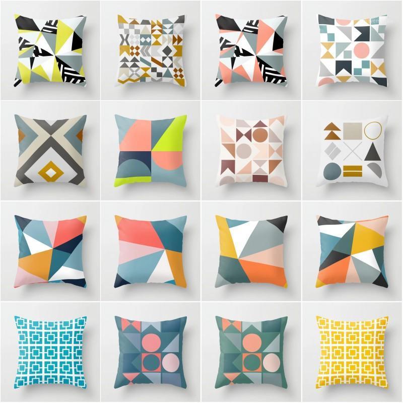 

XUNYU Colorful Geometric Pattern Cushion Cover Home Sofa Decorative Throw Pillow Case 45x45cm YL0381