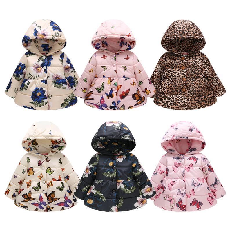 

Meihuida Free Shipping Baby Girl Coat Clothes Autumn Winter Hooded Printed Fashion Cotton Button Cute Coat For 2-5 Years