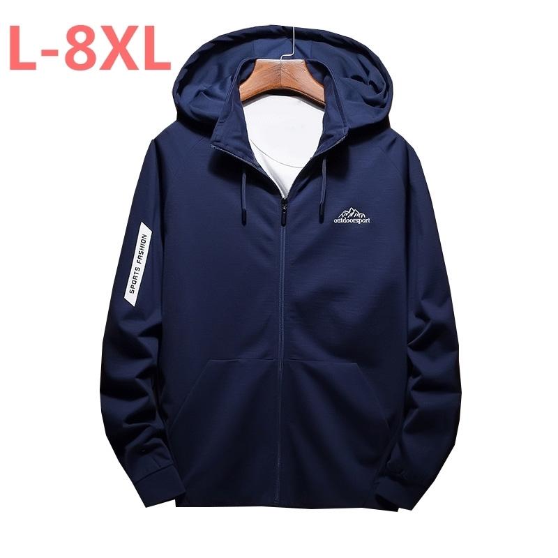 

NEW 8XL 7XL Jacket Spring Autumn Men hooded Coat male Casual Style Waterproof Lightweight Windbreak Men Clothes masculina, Black