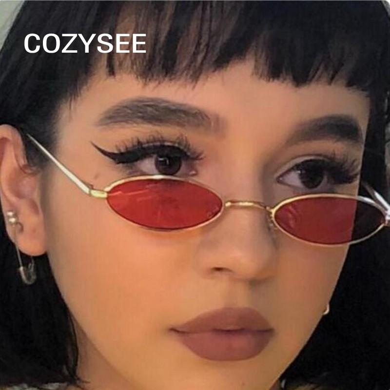

Small Oval Red Sunglasses Vintage Retro Pink gothic Sun Glasses Women Men Clear Lens Metal Frame Tinted Color Eyewear 2020 New