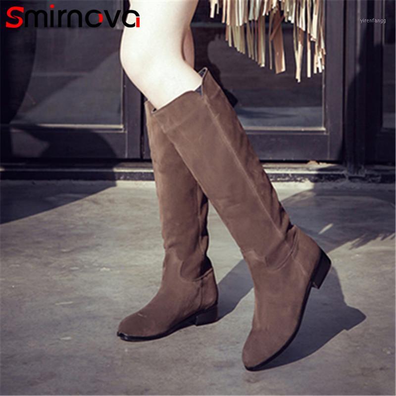 

Smirnova 2020 winter over the knee boots sexy women thigh high boots med square heel fashion slip on round toe1, Black