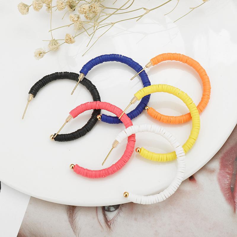 

G.YCX Bohemia Hoop Earrings Gold Fashion Clay Beads Heishi Earring for Women Girl Summer Beach Surf Jewelry