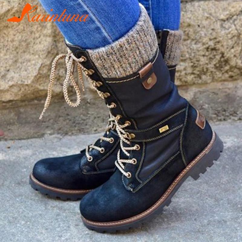 

Karin 2020 Hot Sale Large Size 43 INS Hot Dropship Boots Woman Shoes Lace Up Comfy Platform Spring Autumn Shoes Women Boots1, Black