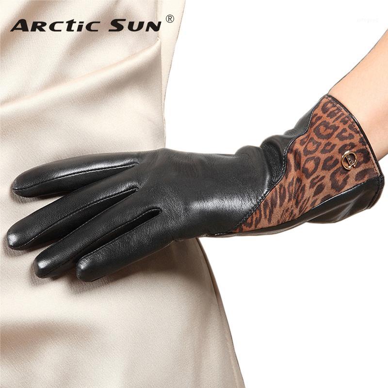 

Five Fingers Gloves Genuine Leather Female Driving Nappa High Quality Sheepskin Warm Plush Lined Winter Women Mittens EL047NC21