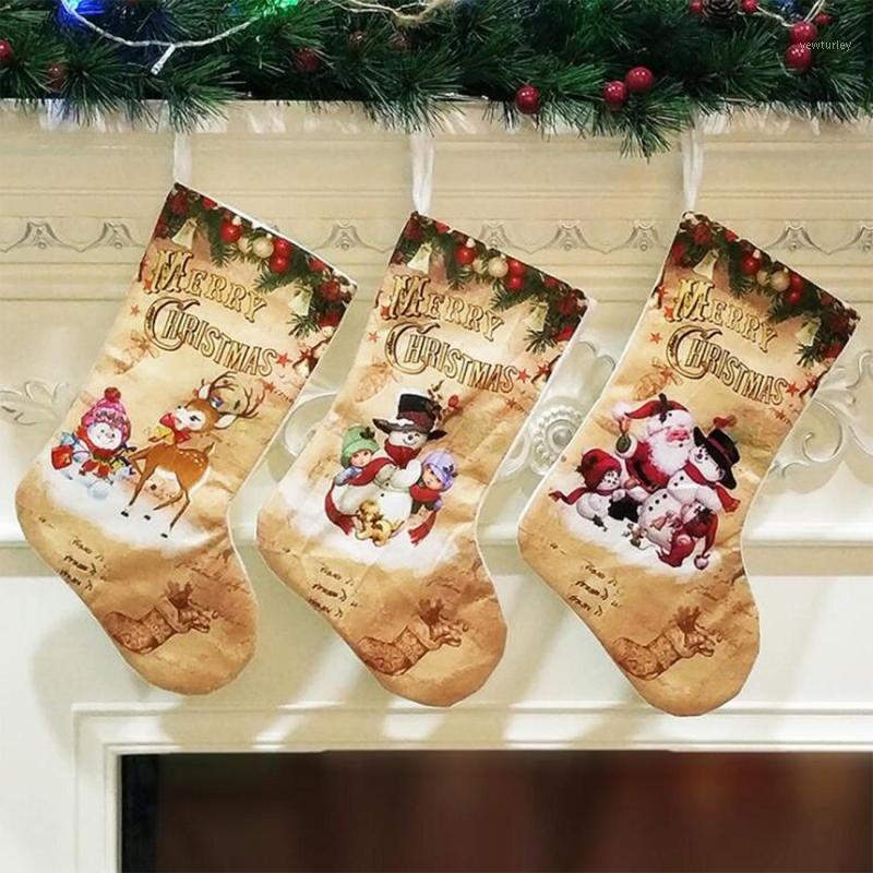 

Merry Christmas Stocking Pendant Santa Claus Snowman Elk Candy Jelly Gift Bag Large Sock for Home Bedside Fireplace Tree Hanging1