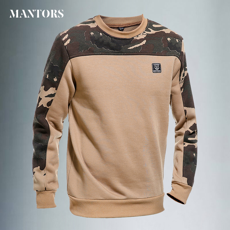 

EU Size Men Hoodie Camouflage Patchwork Sweatshirt Men Fashion Autumn Fleece Hoodies & Sweatshirts O-Neck Casual Brand-Clothing, Wy09 khaki