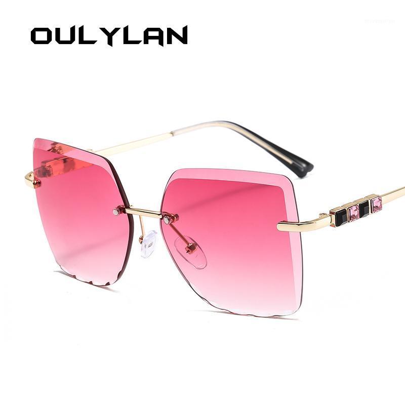 

Oulylan Retro Rimless Sunglasses Women Men Cutting Lens Gradient Sun Glasses Shades Female Diamond Sunglass Metal Eyewear Ladies1