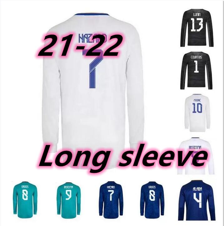 

long sleeve 2021 2022 Real ALABA VINI JR Madrid Soccer Jerseys ASENSIO CASEMIRO MARCELO JAMES MODRIC JOVIC RAMOS HAZARD BENZEMA football shirt, Black