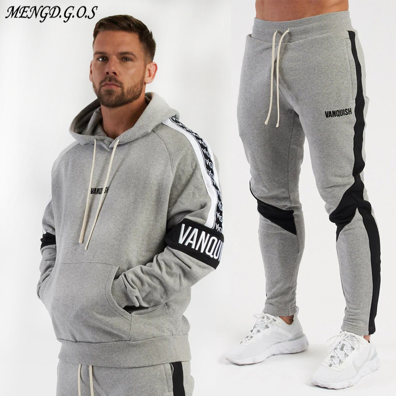 

Streetwear Casual Men's Suit Fashion Men's Sportswear Joggers Fashion Men's Clothing Running Workout Bodybuilding Hoodie Q1110, Gray