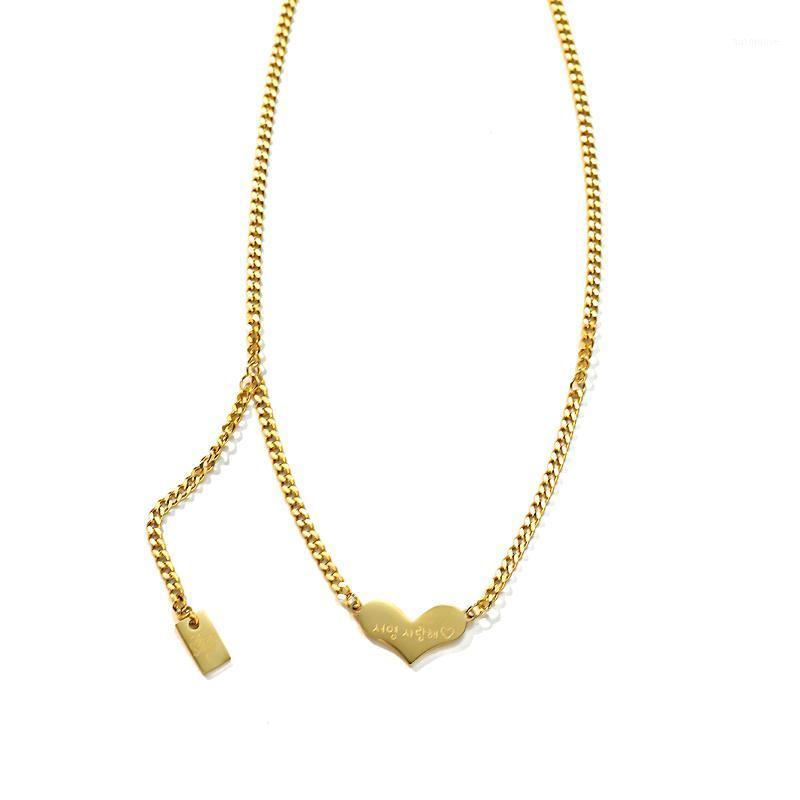 

Titanium With 18K Gold Heart Pendant Necklaces Women Stainless Steel Jewelry Runway Gown Hiphop Rare Glam Japan Korean Fashion1