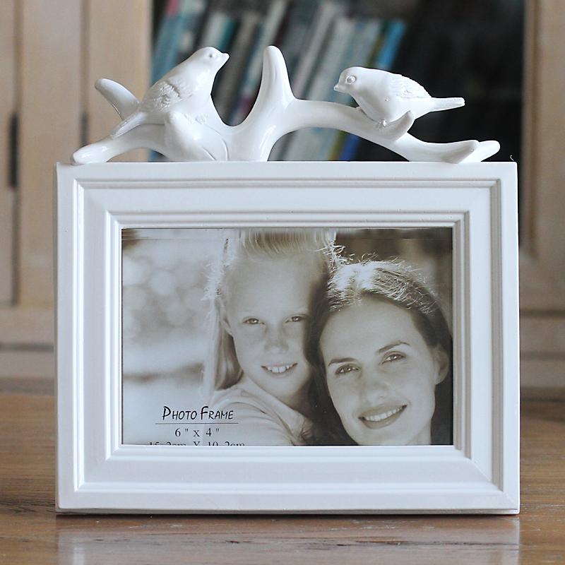 

5/6/8 Inch Resin Square Photo Frame Cute Bird Decoration Family Portrait Wedding Photo Frame Bedroom Countertop Decoration Gift