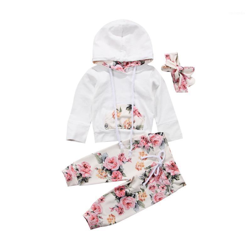 

Pudcoco 3PCS Set Hooded Print Toddler Baby Girl Clothes Casual Cotton Long Sleeve Hooded Tops +Floral Pants Outfits 6-24 Months1, White