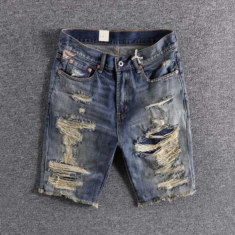 

2020 new arrival Europe and the United States cool hole patch youth shorts summer versatile men's jeans trouser 038 on sale, As photo