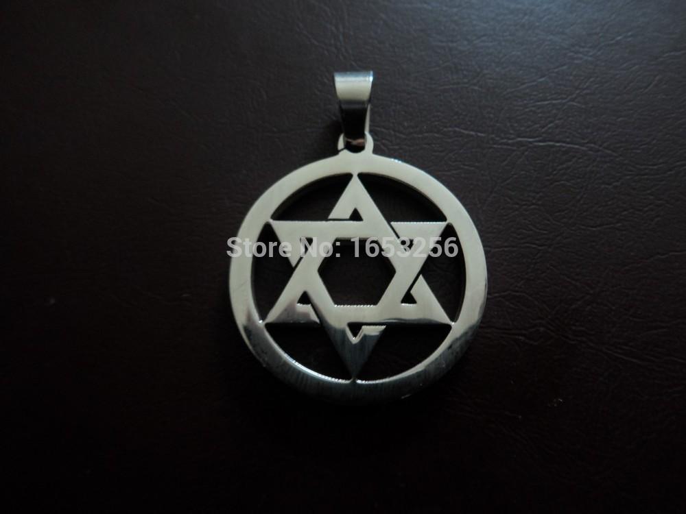 

in bulk 5pcs Lot men's Jewish Star of David round stainless steel pendant High Quality