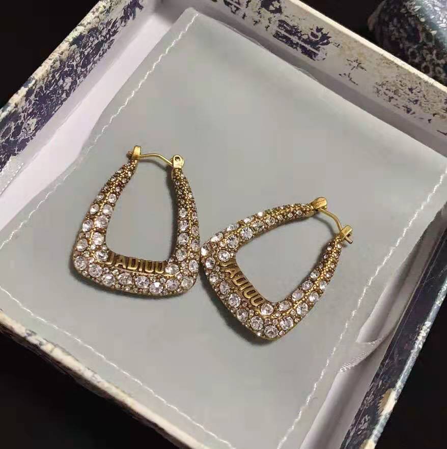 

2021 NEW designer jewelry D home / Dijia new square letter full diamond earrings