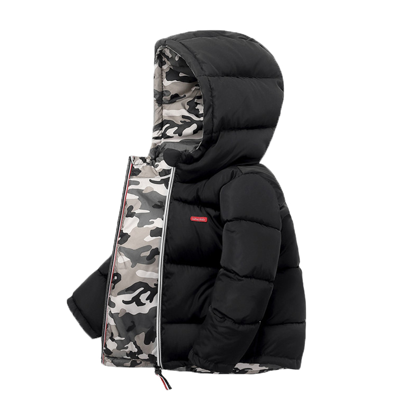 Manteau en duvet garçons manteaux hiver chaud enfants coton veste Parka pour enfants pour fille camouflage portable des deux côtés bébé vêtements